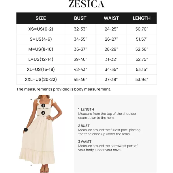 imageZESICA Womens 2024 Summer Boho Spaghetti Strap Square Neck Solid Color Ruffle A Line Beach Long Maxi DressApricot