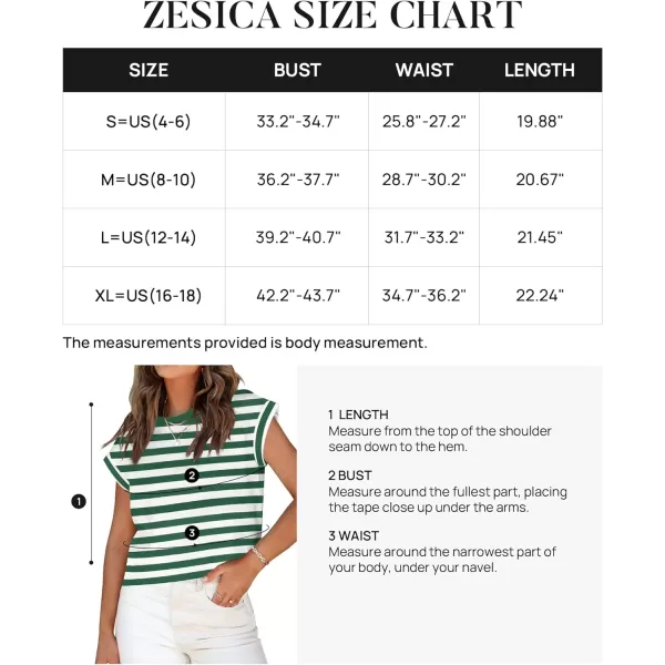 imageZESICA Womens 2024 Summer Cap Sleeve Crewneck Crop Tops Casual Loose Striped TShirts Basic TeesGreen
