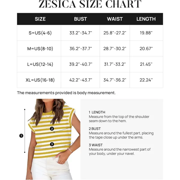 imageZESICA Womens 2024 Summer Cap Sleeve Crewneck Crop Tops Casual Loose Striped TShirts Basic TeesYellow