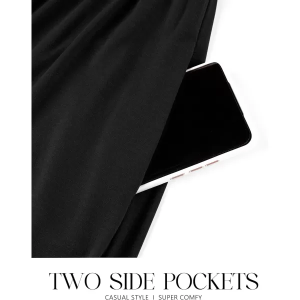 imageZESICA Womens 2024 Summer Casual Dresses Flutter Short Sleeve Crewneck Loose Flowy Tiered Beach Maxi Dress with PocketsBlack