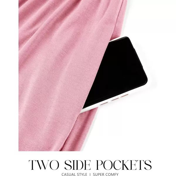 imageZESICA Womens 2024 Summer Casual Dresses Flutter Short Sleeve Crewneck Loose Flowy Tiered Beach Maxi Dress with PocketsPink