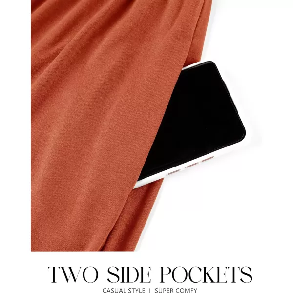 imageZESICA Womens 2024 Summer Casual Dresses Flutter Short Sleeve Crewneck Loose Flowy Tiered Beach Maxi Dress with PocketsRust
