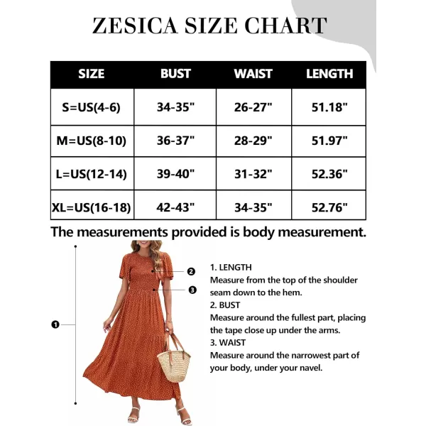 imageZESICA Womens 2024 Summer Casual Floral Print Short Flutter Sleeve Crew Neck Smocked High Waist Flowy Maxi DressCaramel