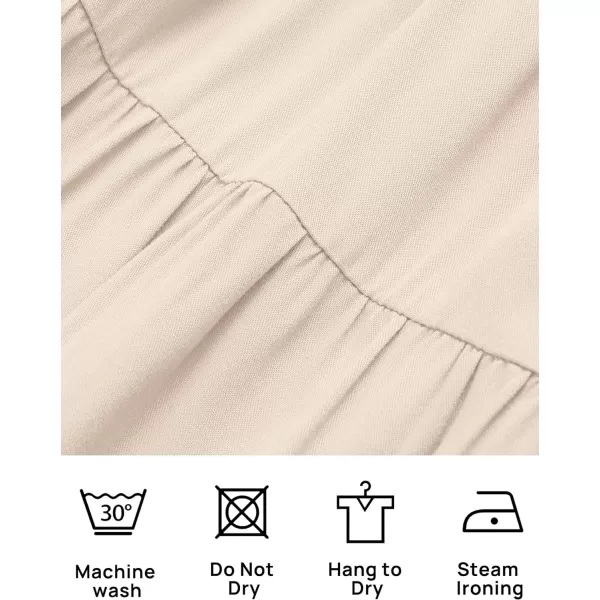 imageZESICA Womens 2024 Summer Casual Flutter Short Sleeve Crew Neck Smocked Elastic Waist Tiered Midi DressApricot
