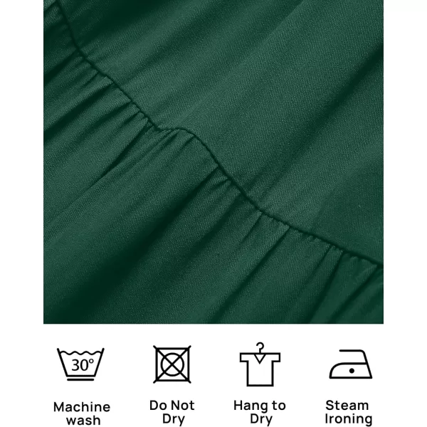 imageZESICA Womens 2024 Summer Casual Flutter Short Sleeve Crew Neck Smocked Elastic Waist Tiered Midi DressDark Green