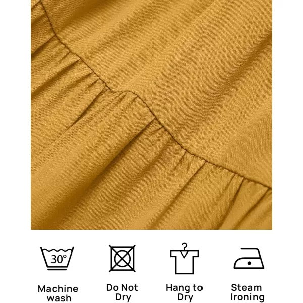 imageZESICA Womens 2024 Summer Casual Flutter Short Sleeve Crew Neck Smocked Elastic Waist Tiered Midi DressGinger