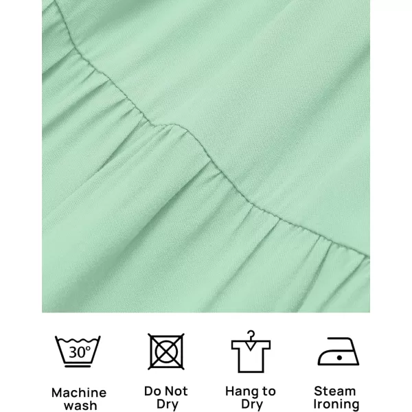 imageZESICA Womens 2024 Summer Casual Flutter Short Sleeve Crew Neck Smocked Elastic Waist Tiered Midi DressMint