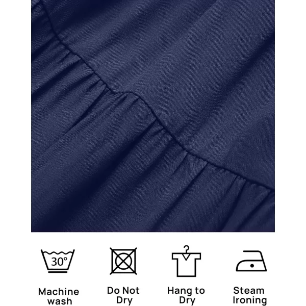 imageZESICA Womens 2024 Summer Casual Flutter Short Sleeve Crew Neck Smocked Elastic Waist Tiered Midi DressRoyal Blue