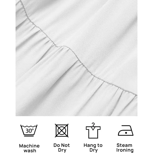 imageZESICA Womens 2024 Summer Casual Flutter Short Sleeve Crew Neck Smocked Elastic Waist Tiered Midi DressWhite