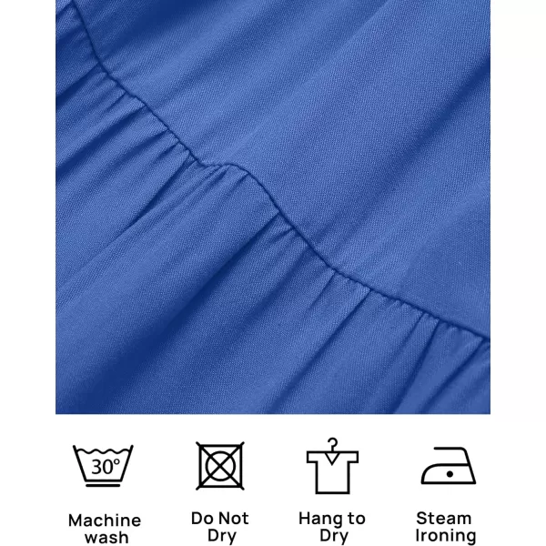 imageZESICA Womens 2024 Summer Casual Sleeveless Crew Neck Smocked High Waist Flowy Tiered A Line Midi DressCutoutroyalblue