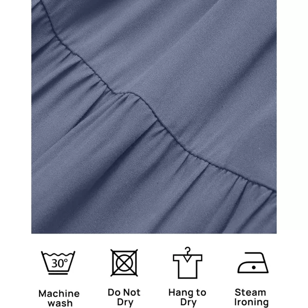 imageZESICA Womens 2024 Summer Casual Sleeveless Crew Neck Smocked High Waist Flowy Tiered A Line Midi DressDustyblue