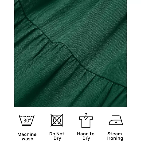 imageZESICA Womens 2024 Summer Casual Sleeveless Crew Neck Smocked High Waist Flowy Tiered A Line Midi DressForestgreen
