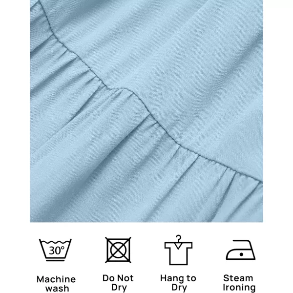 imageZESICA Womens 2024 Summer Casual Sleeveless Crew Neck Smocked High Waist Flowy Tiered A Line Midi DressLightblue
