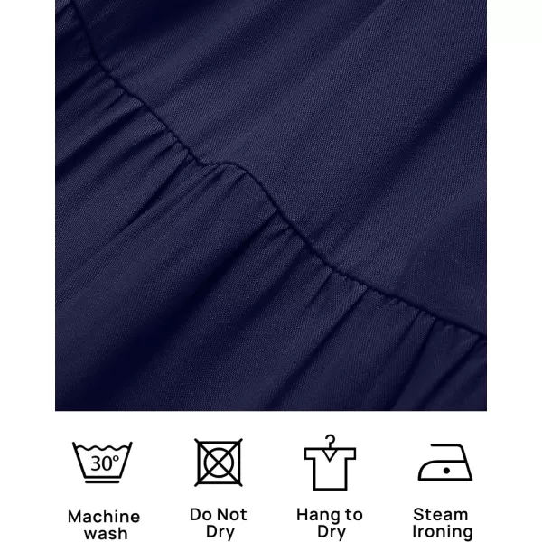 imageZESICA Womens 2024 Summer Casual Sleeveless Crew Neck Smocked High Waist Flowy Tiered A Line Midi DressNavy
