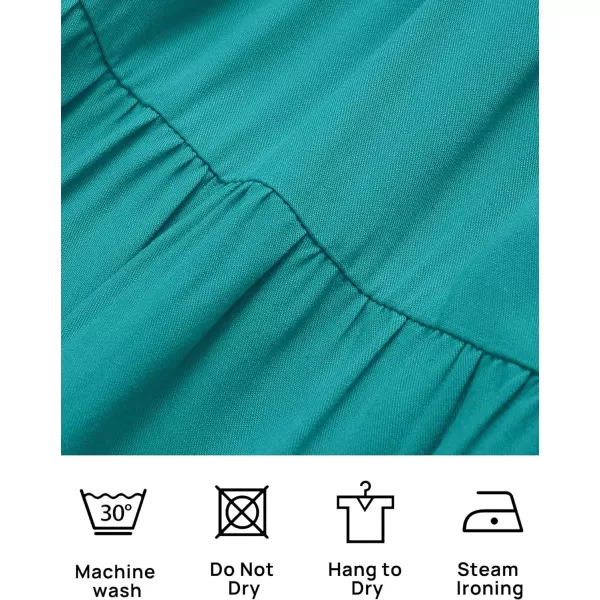 imageZESICA Womens 2024 Summer Casual Sleeveless Crew Neck Smocked High Waist Flowy Tiered A Line Midi DressPeacock