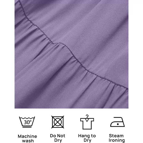 imageZESICA Womens 2024 Summer Casual Sleeveless Crew Neck Smocked High Waist Flowy Tiered A Line Midi DressPurple