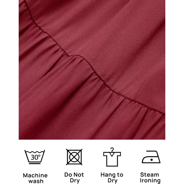 imageZESICA Womens 2024 Summer Casual Sleeveless Crew Neck Smocked High Waist Flowy Tiered A Line Midi DressRed