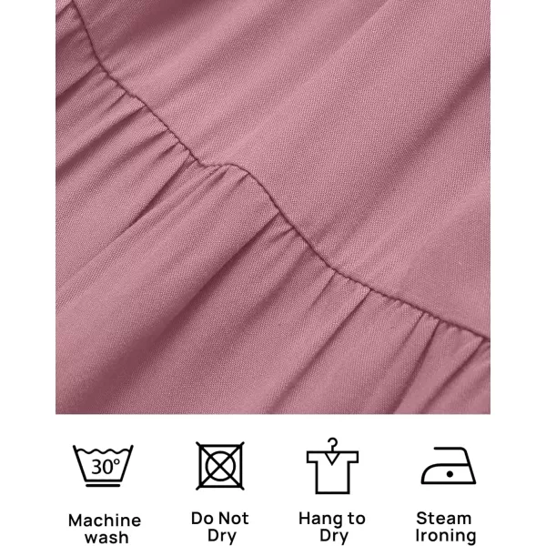 imageZESICA Womens 2024 Summer Casual Sleeveless Crew Neck Smocked High Waist Flowy Tiered A Line Midi DressRosypink