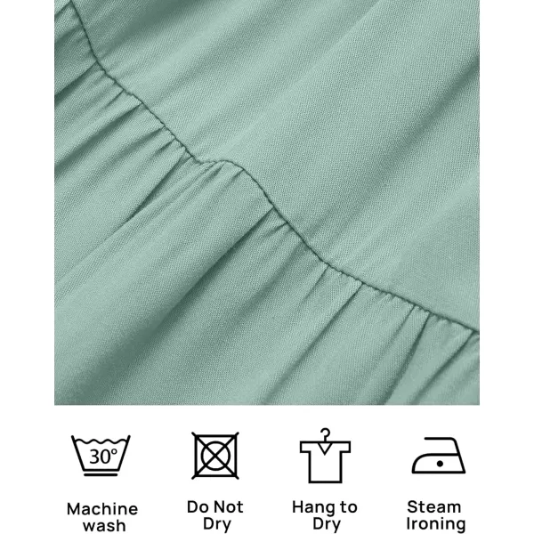 imageZESICA Womens 2024 Summer Casual Sleeveless Crew Neck Smocked High Waist Flowy Tiered A Line Midi DressSage