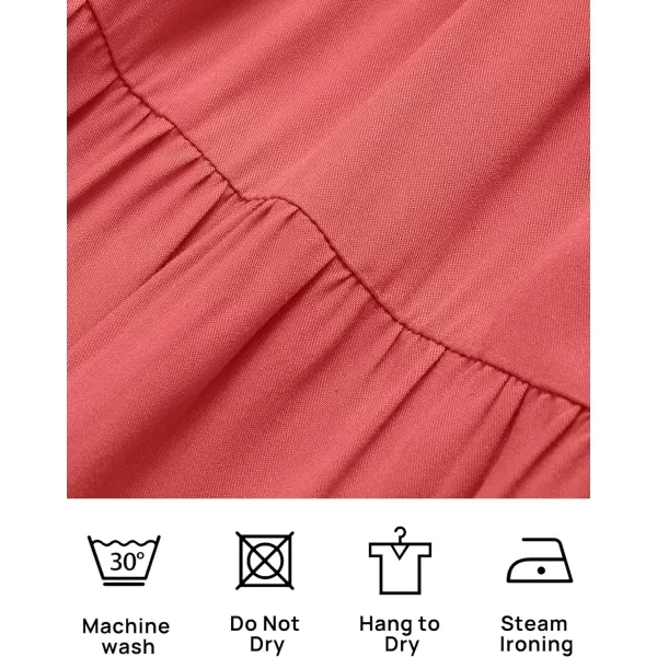 imageZESICA Womens 2024 Summer Casual Sleeveless Crew Neck Smocked High Waist Flowy Tiered A Line Midi DressWatermelon