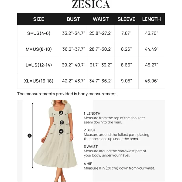 imageZESICA Womens 2024 Summer Casual T Shirt Dress Short Sleeve Scoop Neck Flowy Tiered Beach Midi Dresses with PocketsApricot