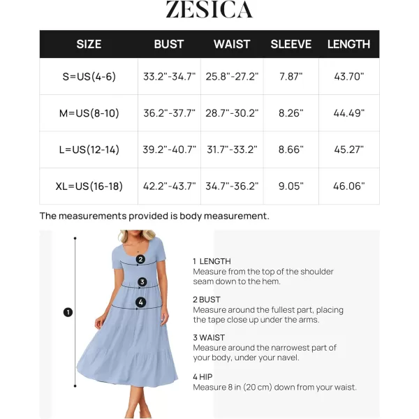 imageZESICA Womens 2024 Summer Casual T Shirt Dress Short Sleeve Scoop Neck Flowy Tiered Beach Midi Dresses with PocketsBlue