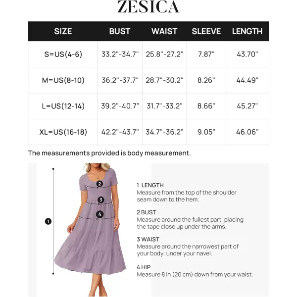imageZESICA Womens 2024 Summer Casual T Shirt Dress Short Sleeve Scoop Neck Flowy Tiered Beach Midi Dresses with PocketsLightpurple