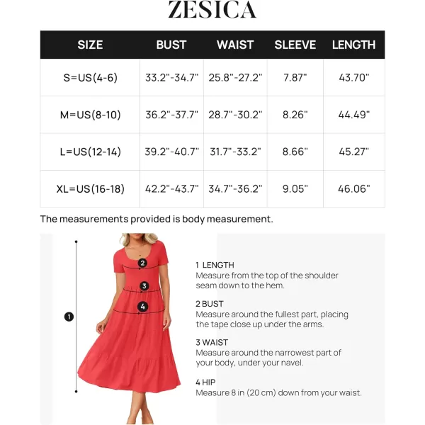 imageZESICA Womens 2024 Summer Casual T Shirt Dress Short Sleeve Scoop Neck Flowy Tiered Beach Midi Dresses with PocketsWatermelon