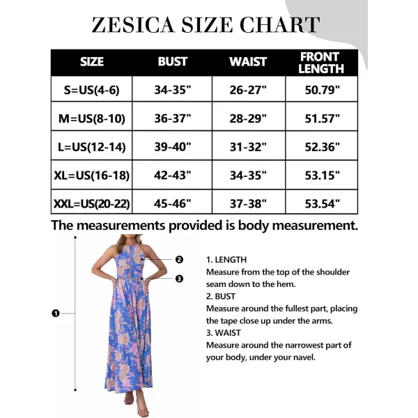 imageZESICA Womens 2024 Summer Halter Neck Floral Print Backless Split Beach Party Maxi DressBluishviolet