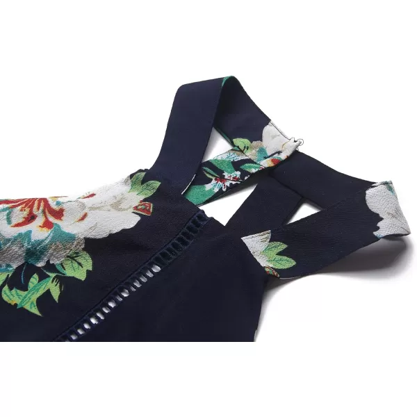 imageZESICA Womens 2024 Summer Halter Neck Floral Print Backless Split Beach Party Maxi DressDark Blue