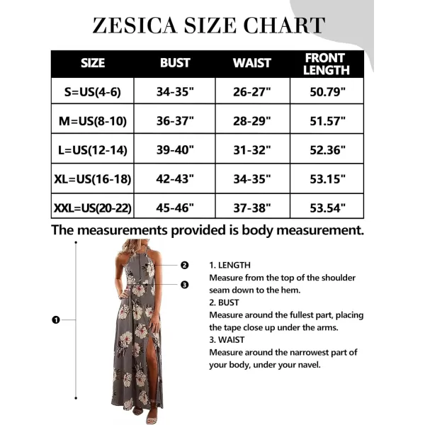 imageZESICA Womens 2024 Summer Halter Neck Floral Print Backless Split Beach Party Maxi DressGrey