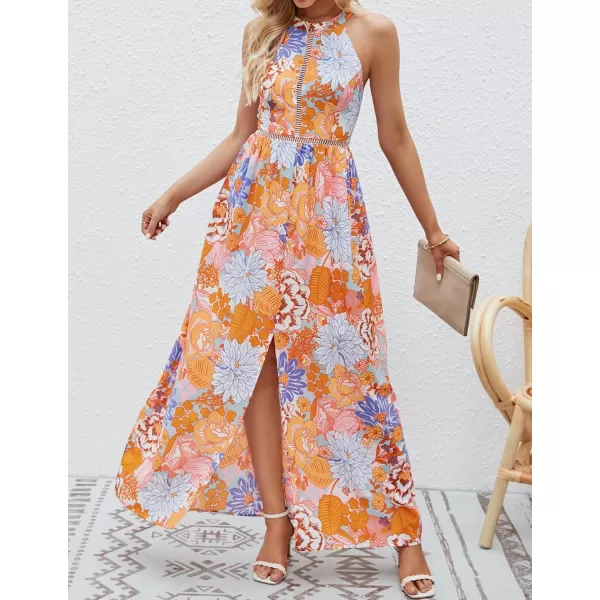 imageZESICA Womens 2024 Summer Halter Neck Floral Print Backless Split Beach Party Maxi DressTangerineMediumZESICA Womens 2024 Summer Halter Neck Floral Print Backless Split Beach Party Maxi DressTangerineMedium