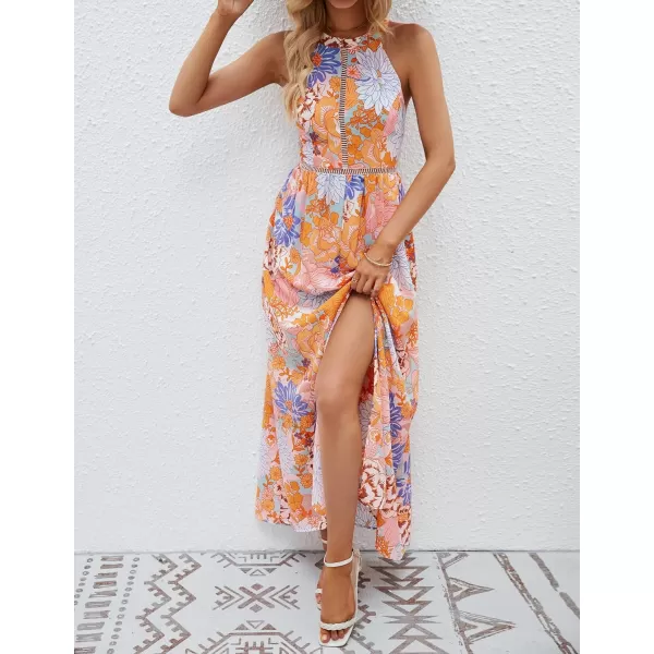imageZESICA Womens 2024 Summer Halter Neck Floral Print Backless Split Beach Party Maxi DressTangerineMediumZESICA Womens 2024 Summer Halter Neck Floral Print Backless Split Beach Party Maxi DressTangerineMedium