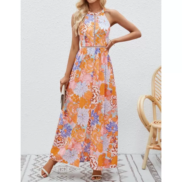 imageZESICA Womens 2024 Summer Halter Neck Floral Print Backless Split Beach Party Maxi DressTangerineMediumZESICA Womens 2024 Summer Halter Neck Floral Print Backless Split Beach Party Maxi DressTangerineMedium