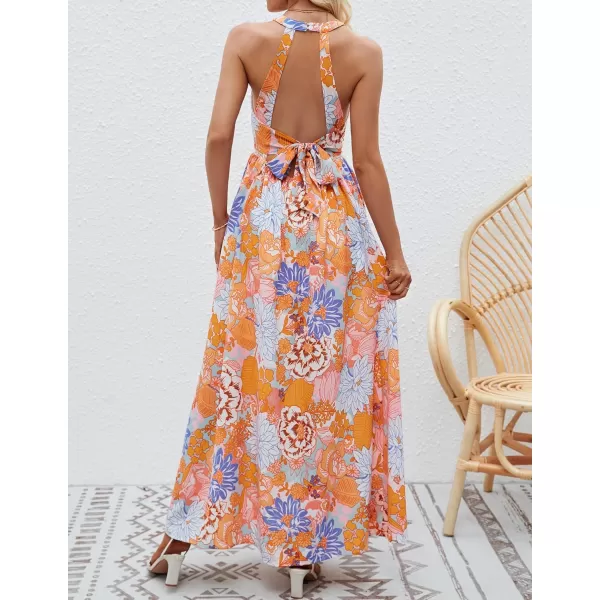 imageZESICA Womens 2024 Summer Halter Neck Floral Print Backless Split Beach Party Maxi DressTangerineMediumZESICA Womens 2024 Summer Halter Neck Floral Print Backless Split Beach Party Maxi DressTangerineMedium