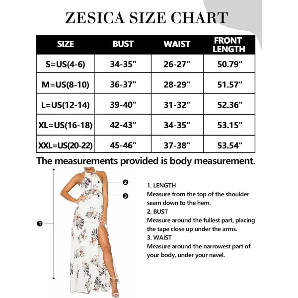 imageZESICA Womens 2024 Summer Halter Neck Floral Print Backless Split Beach Party Maxi DressWhite