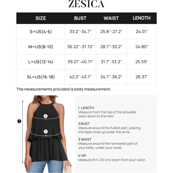 imageZESICA Womens 2024 Summer Halter Tank Tops Casual Sleeveless Ruffle Tiered Layered Chiffon Flowy Blouse ShirtsBlack