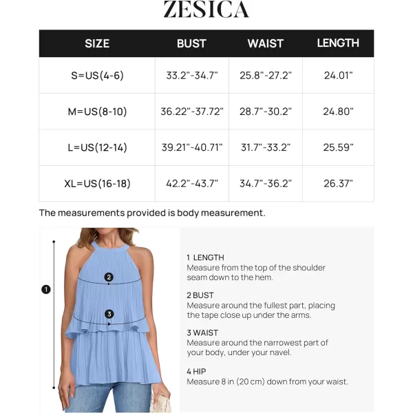 imageZESICA Womens 2024 Summer Halter Tank Tops Casual Sleeveless Ruffle Tiered Layered Chiffon Flowy Blouse ShirtsLightblue