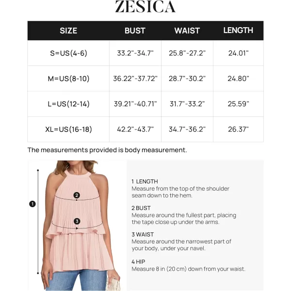 imageZESICA Womens 2024 Summer Halter Tank Tops Casual Sleeveless Ruffle Tiered Layered Chiffon Flowy Blouse ShirtsPink