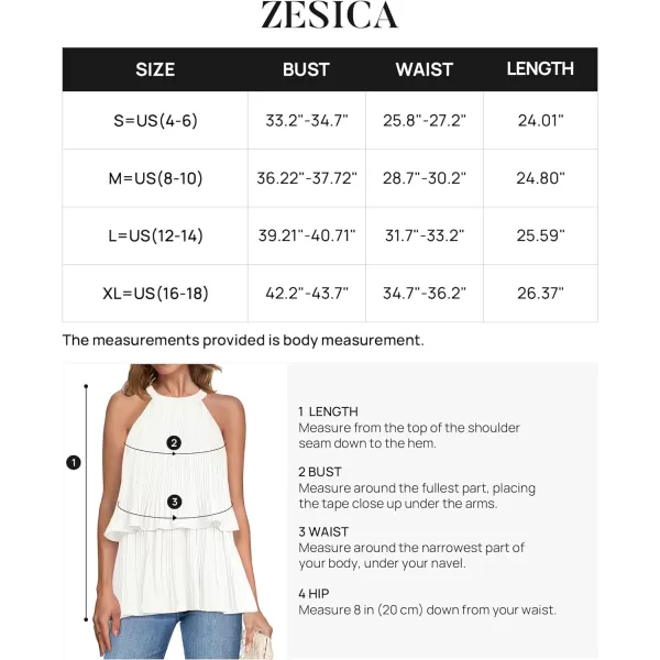 imageZESICA Womens 2024 Summer Halter Tank Tops Casual Sleeveless Ruffle Tiered Layered Chiffon Flowy Blouse ShirtsWhite