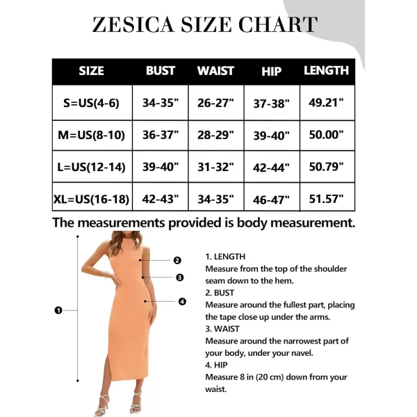 imageZESICA Womens 2024 Summer Knitted Sweater Dress Sleeveless Mock Neck Ribbed Side Slit Bodycon Tank Midi DressesOrange