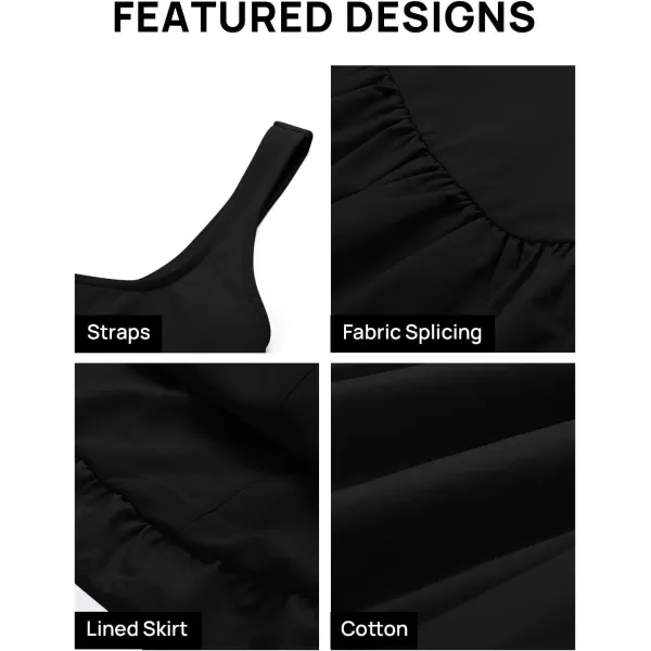 imageZESICA Womens 2024 Summer Mini Dress Tank Sleeveless Square Neck Solid Color Puffy Beach Short Dresses SundressBlack