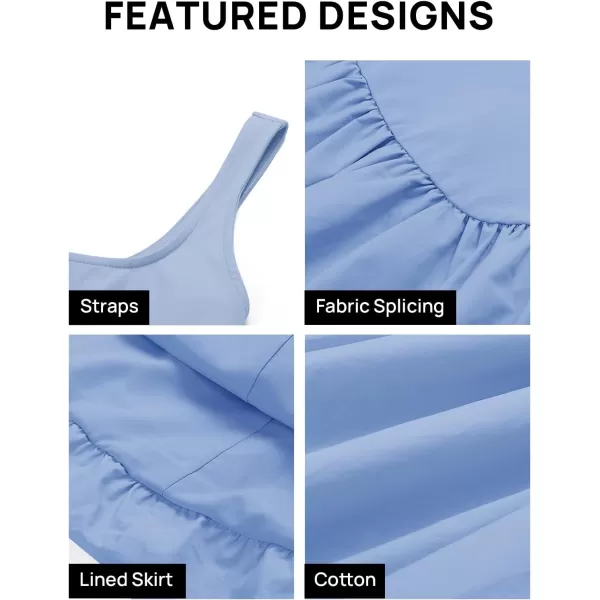 imageZESICA Womens 2024 Summer Mini Dress Tank Sleeveless Square Neck Solid Color Puffy Beach Short Dresses SundressBlue