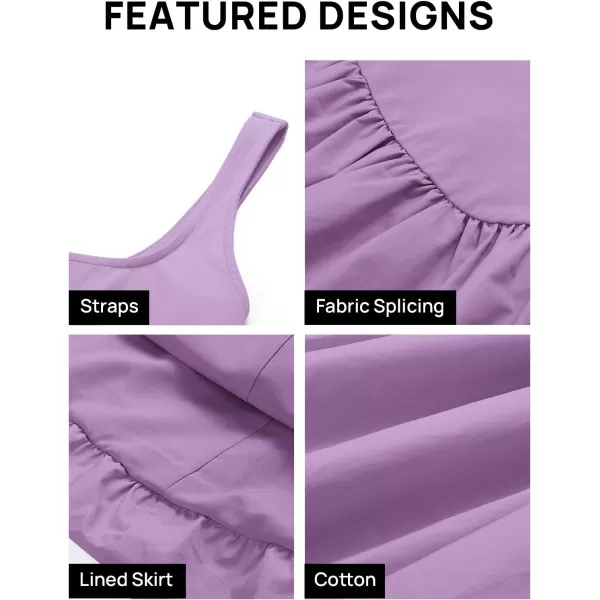 imageZESICA Womens 2024 Summer Mini Dress Tank Sleeveless Square Neck Solid Color Puffy Beach Short Dresses SundressPurple