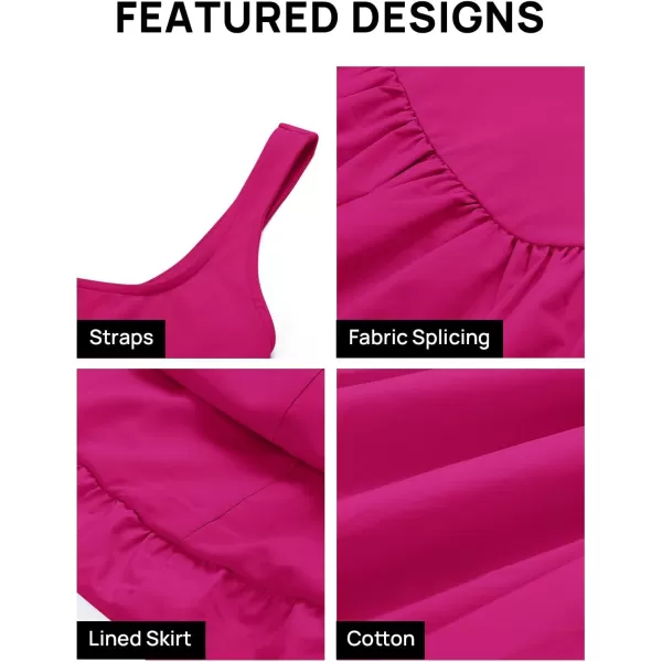 imageZESICA Womens 2024 Summer Mini Dress Tank Sleeveless Square Neck Solid Color Puffy Beach Short Dresses SundressRouge Rose