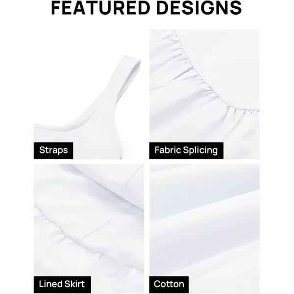 imageZESICA Womens 2024 Summer Mini Dress Tank Sleeveless Square Neck Solid Color Puffy Beach Short Dresses SundressWhite