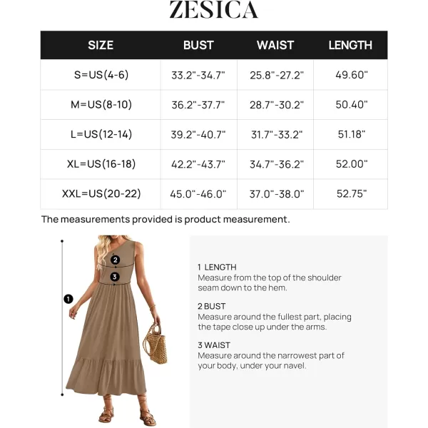 imageZESICA Womens 2024 Summer One Shoulder Sleeveless Casual Tiered Flowy Beach Boho Maxi Dress with PocketsKhaki