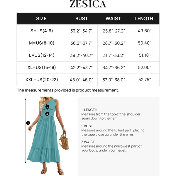imageZESICA Womens 2024 Summer One Shoulder Sleeveless Casual Tiered Flowy Beach Boho Maxi Dress with PocketsSage