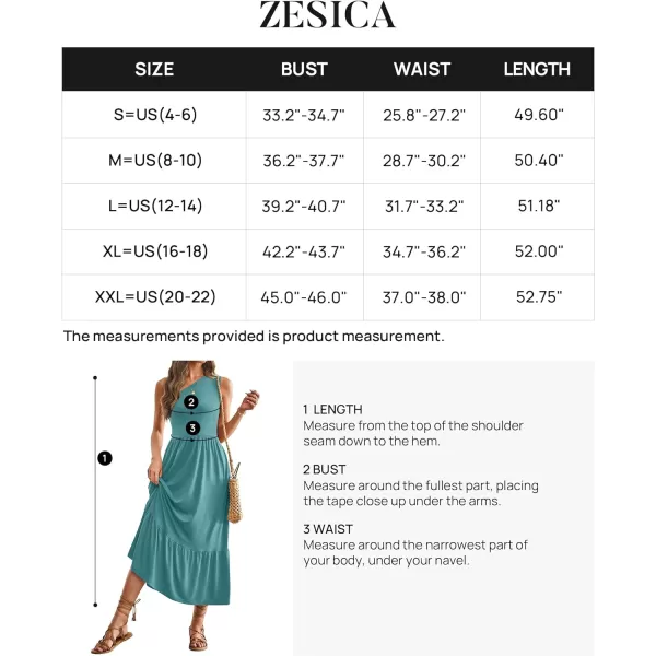 imageZESICA Womens 2024 Summer One Shoulder Sleeveless Casual Tiered Flowy Beach Boho Maxi Dress with PocketsTurquoise