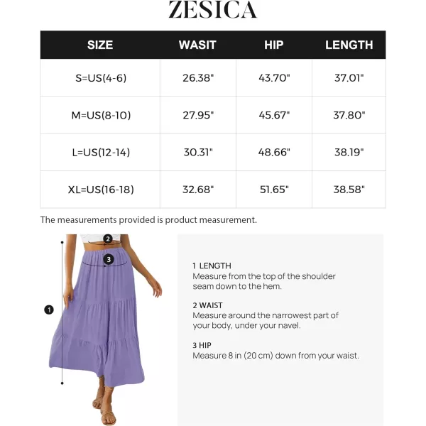 imageZESICA Womens 2024 Summer Plaid Flower Print Elastic High Waist Flowy A Line Maxi Skirt with PocketsPurple